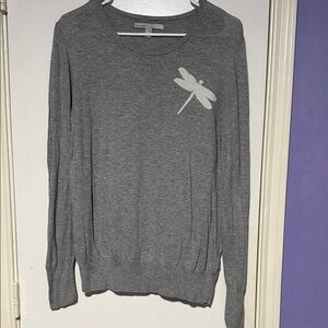Old Navy Heather Gray Sweater with White Dragonfly